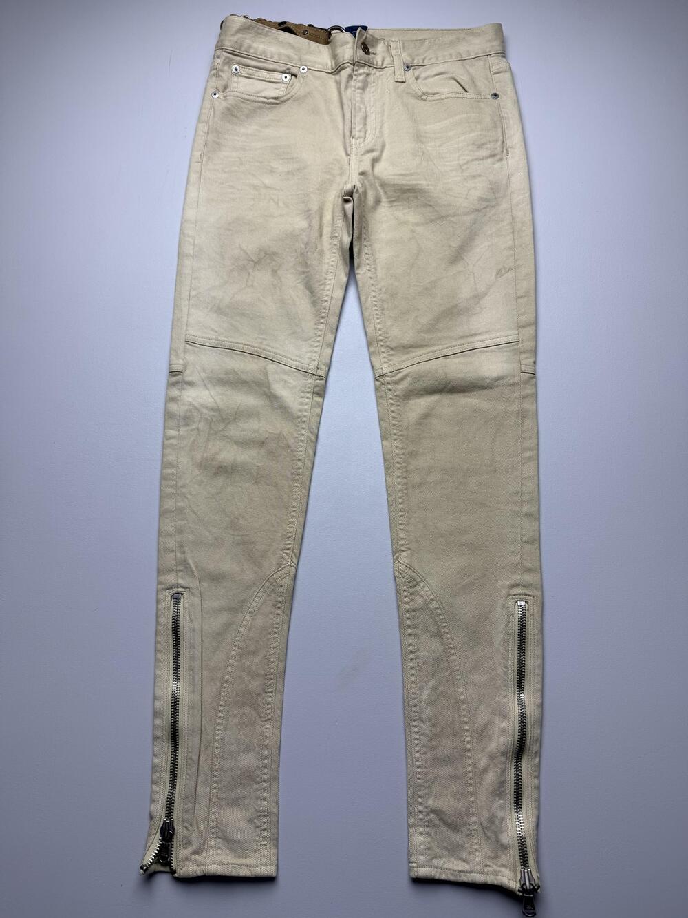 Ralph Lauren Jeans Mens 28 Beige Light Wash Denim Slim Skinny Biker Ankle Zip